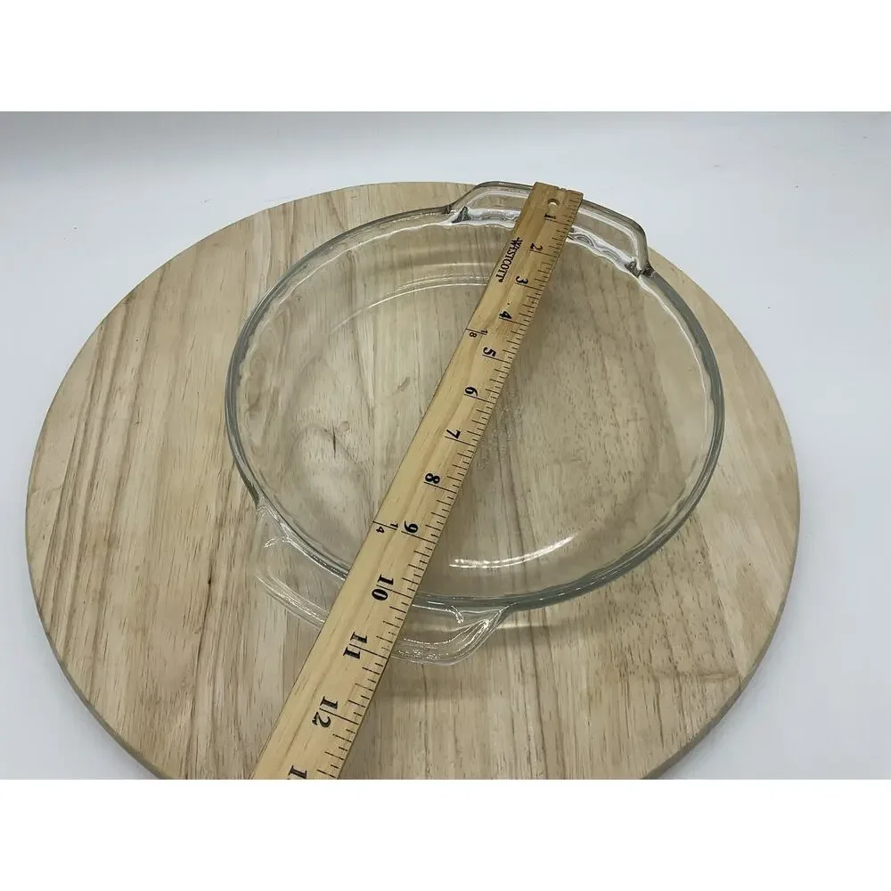Anchor Hocking Clear Glass Deep Pie‎ Dish 9 In Round Baking Pan Handles Kitchen